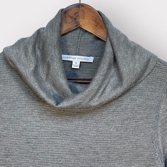 Adrienne Vittadini Tunic Sweater Women Size M Heather Gray Cowl Neck Long Sleeve - Picture 3 of 12